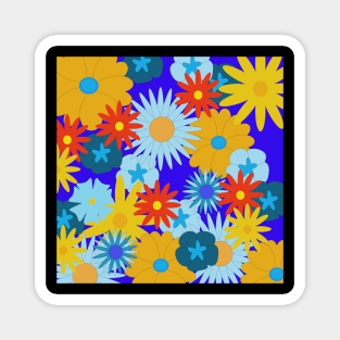 Retro 60's style flower pattern Magnet