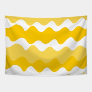 yellow and white horizontal waves pattern Tapestry