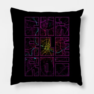 Charleroi, Walloon, Belgium City Map Typography - Neon Pillow