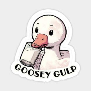 Goosey Gulp - The Quirky Milk-Drinking Goose Magnet