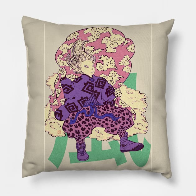 Wind god Pillow by miacomart