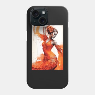 Flamenco Dancer - Watercolor Orange Phone Case