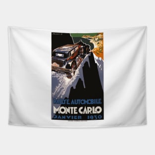 Monte Carlo Automotive Rallye, January 1930 Art Deco Poster Design Tapestry