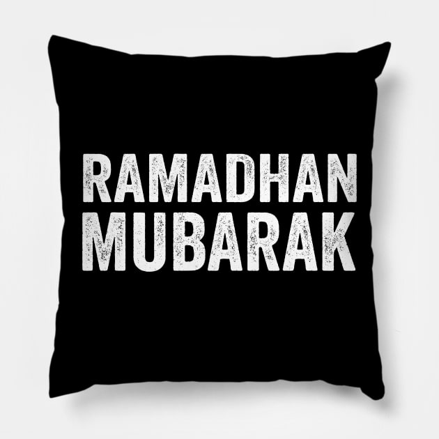 Ramadhan Mubarak - Text Style White Font Pillow by jorinde winter designs