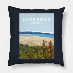 Hayle Beach, St Ives Bay Cornwall. Cornish gift. Travel poster Pillow