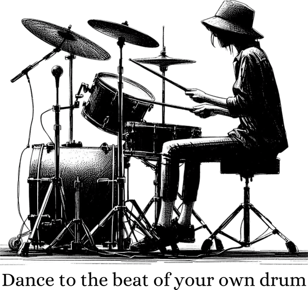 Dance to The Beat Of Your Own Drum Black Work Kids T-Shirt by BlackWork