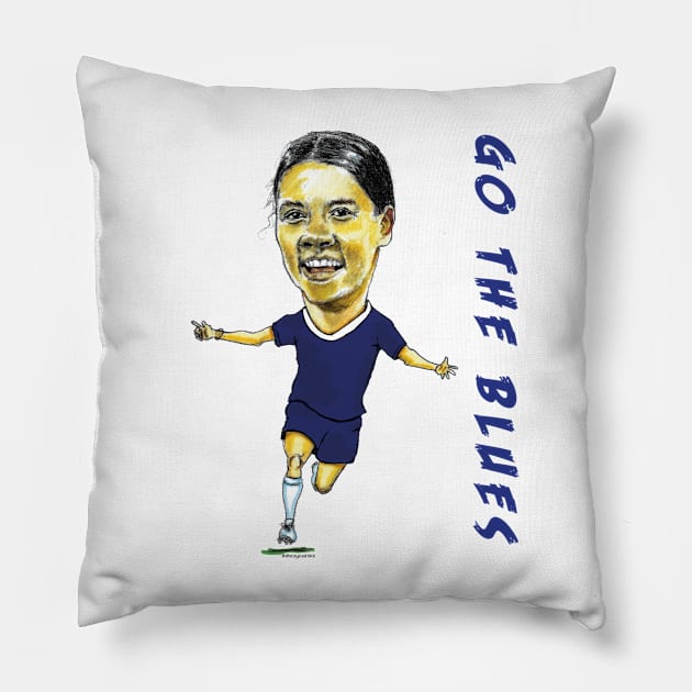 Sam Kerr caricature - Chelsea and Australian football player Pillow by dizzycat-biz