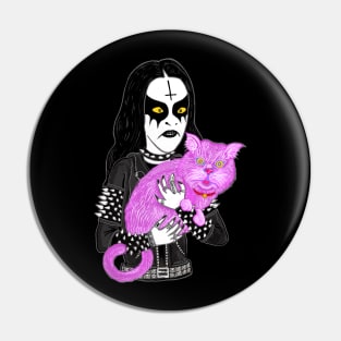 Metal Head with a Pink Cat 2020 Miskeldesign Pin