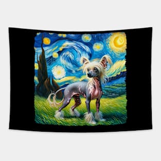 Starry Chinese Crested Dog Portrait - Pet Portrait Tapestry