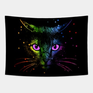 Rainbow drop Cat Face Tapestry