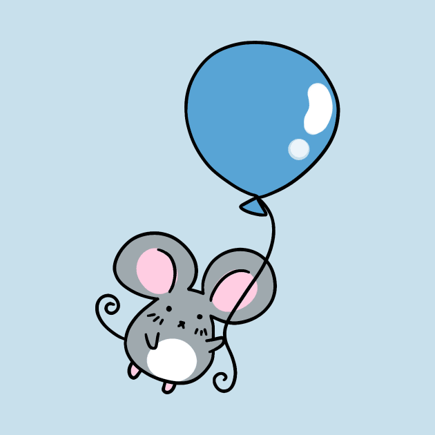 Blue Balloon Gray Mouse by saradaboru