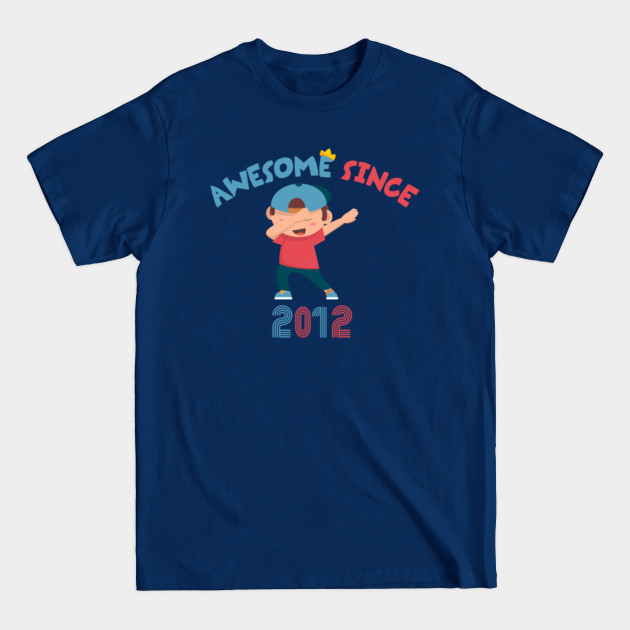 Disover awesome since 2012-Kids 7 Years Old 7th Birthday Unicorn Dabbing Shirt Party - Awesome Birthday Gift - T-Shirt