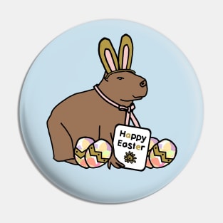 Funny Easter Bunny Ears on Capybara Pin