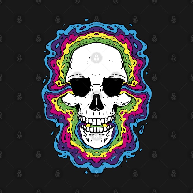 Psychedelic Skull Rainbow Awakening by Kali Space