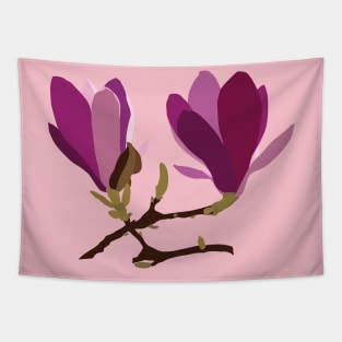 Magnolia Flowers pink Tapestry