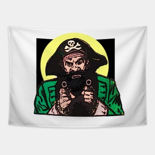 Pirate pointing revolver: go shoot! Tapestry