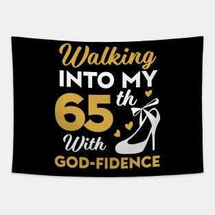 65 birthday God-fidence tee 65th birthday gift for women 65 year old christian birthday tee 65 Godfidence Tapestry