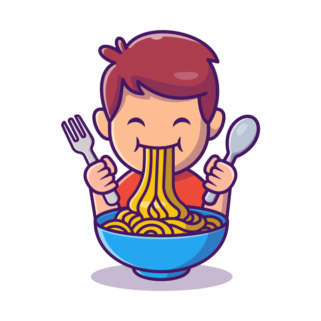 Cute Kid Eat Ramen Noodle by Catalyst Labs