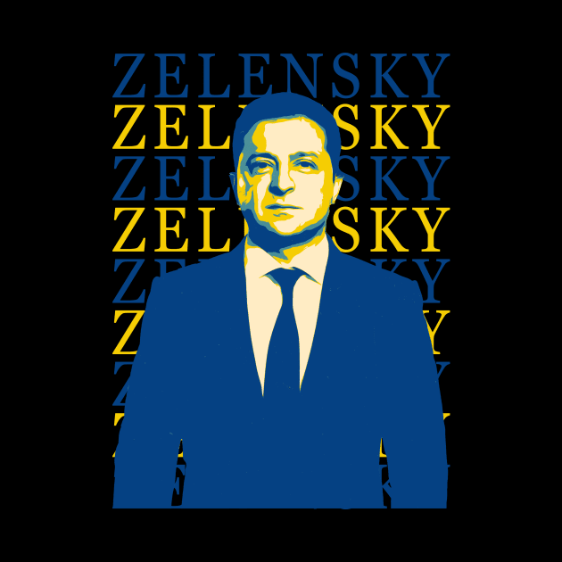 Volodymyr Zelensky - retro flag color by V x Y Creative