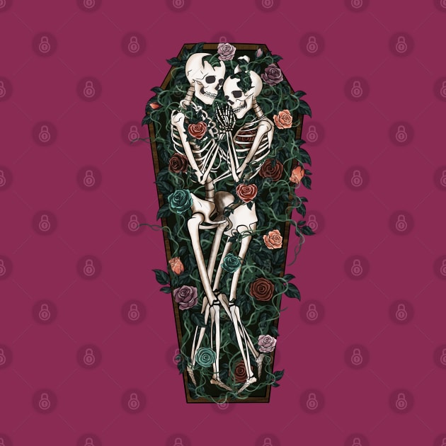 Skeleton Love and Roses by Cool Abstract Design
