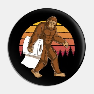 Funny Bigfoot Sasquatch Carrying Toilet Paper Pin