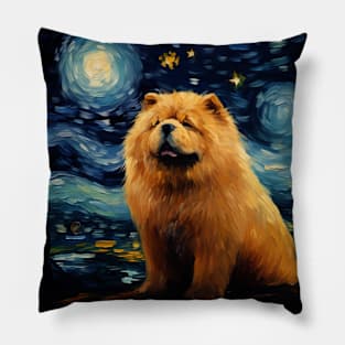 Chow Chow Painted in Starry Night style Pillow