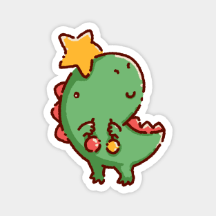 A cute t rex is a christmas tree Magnet