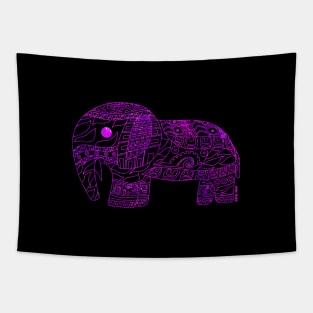 elephant in purple vector wallpaper art in mexican pattern Tapestry