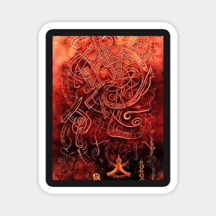 Alien Arcane Aesthic AiArt Red runes 2 Magnet