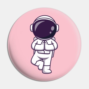 Cute Astronaut Meditating Yoga Cartoon Pin