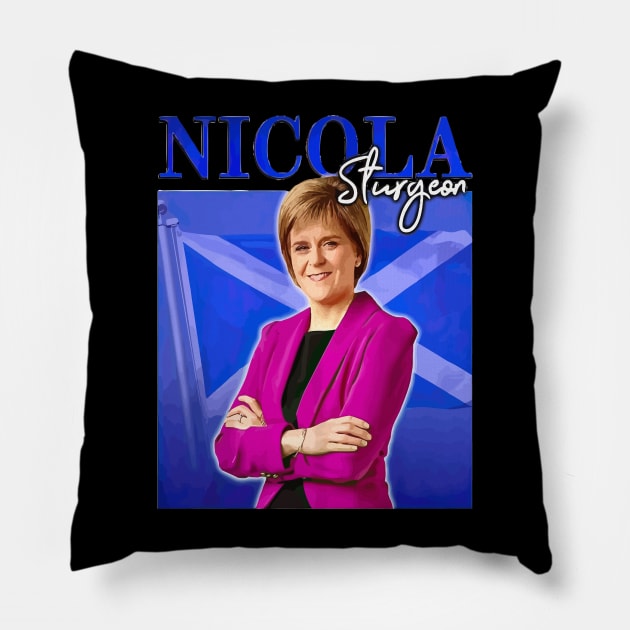 Nicola Sturgeon Retro Pillow by danonbentley
