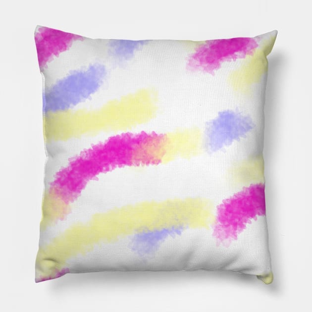 Yellow pink blue watercolor abstract art design Pillow by Artistic_st