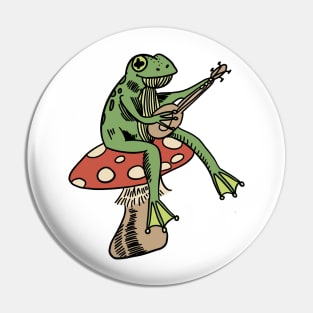 frog sitting on a mushroom playing guitar Pin