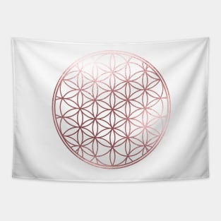 Flower of Life, Faux Rose Gold Tapestry