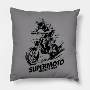 tshirt supermoto design with lettering ride with pride Pillow