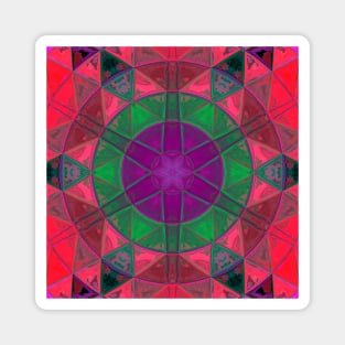 Mosaic Kaleidoscope Flower Purple Green and Pink Magnet