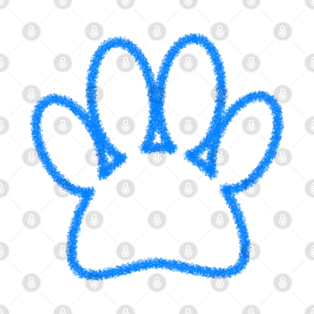 Blue Chalk Line Dog Paw Print by Braznyc