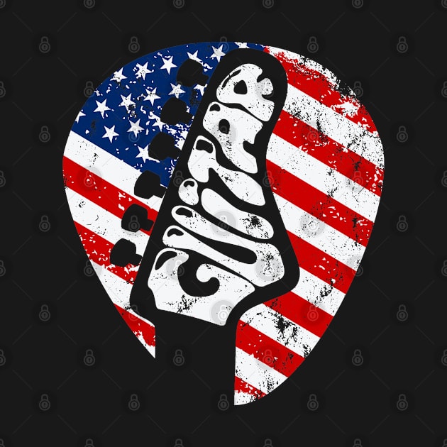 American Flag Guitar Head & Pick, 4th Of July by meowstudio