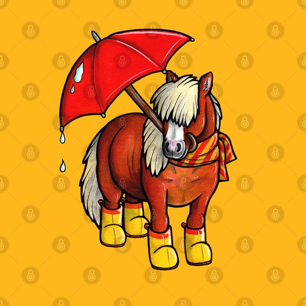 Rainy day Shetland pony by animalartbyjess