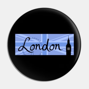 London Script Design on Union Flag Pin