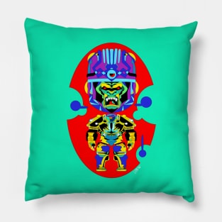 robot mojo gorilla ecopop in mexican patterns golden art Pillow