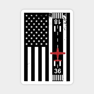 Patriotic Aviation, US flag with airplane and airport Magnet