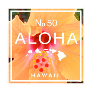 Aloha Hawaii No. 50 State Orange Hibiscus T-Shirt