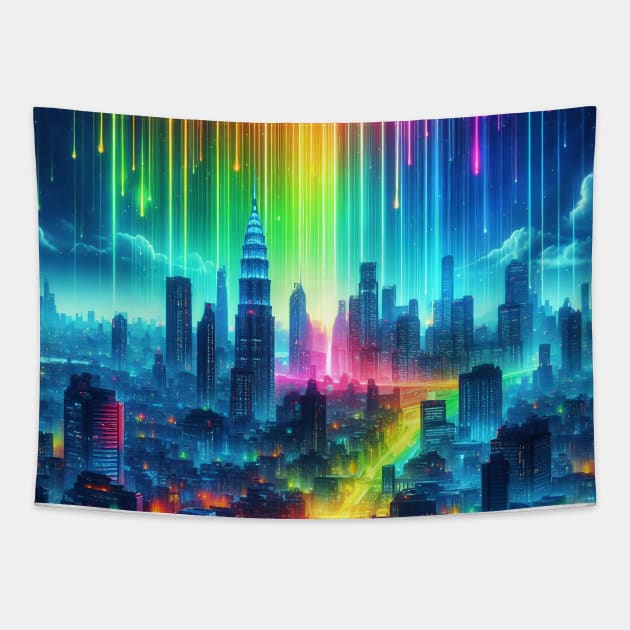 Rainbow crash Tapestry by AiArtireland