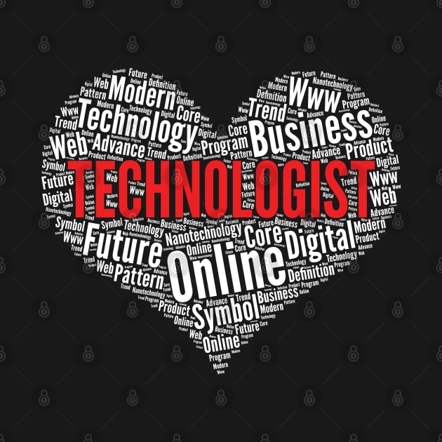 Technologist Heart Shape Word Cloud Design print by theodoros20