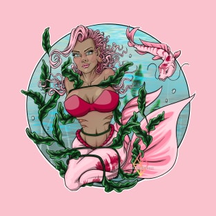 mermaid stuck in seaweed with carp T-Shirt