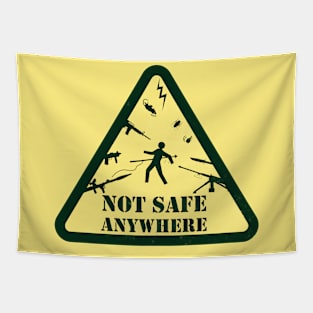 Funny Road Sign Gun Safety Awareness Sign Tapestry