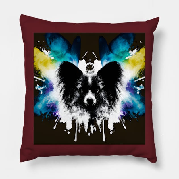 Papillon Spray Paint Art Pillow by Furrban