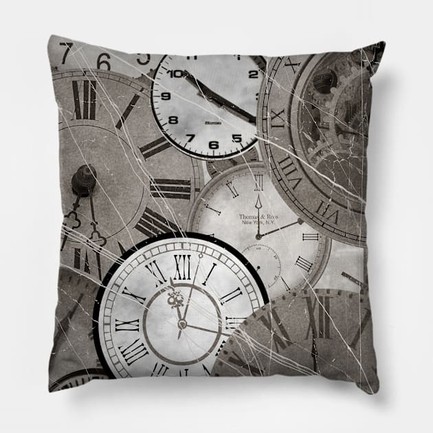 Steampunk Neck Gator Black and White Clocks Steam Punk Pillow by DANPUBLIC