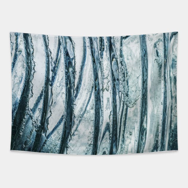 SCENERY 96 - Green Water Icicle Freezing Winter Tapestry by artvoria